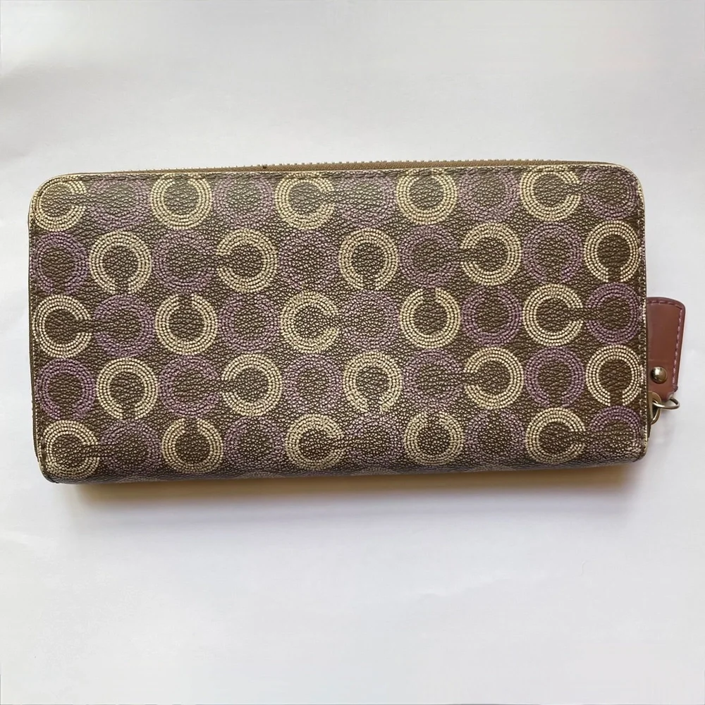 Coach Logo C Long Zip Around Accordion Wallet - Picture 3 of 15
